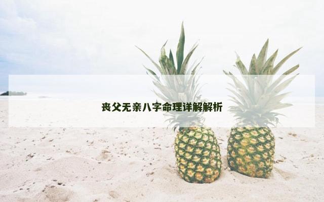 丧父无亲八字命理详解解析