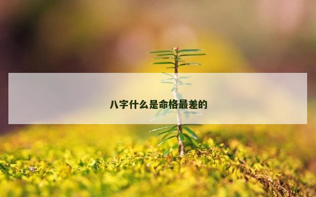 八字什么是命格最差的