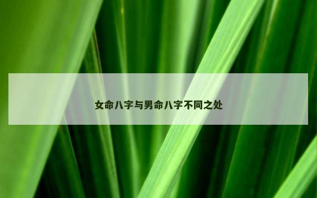 女命八字与男命八字不同之处