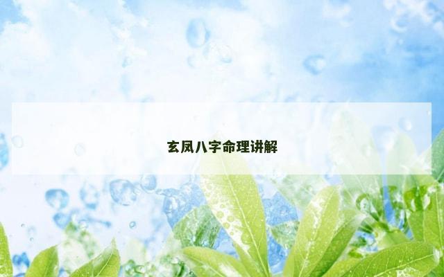 玄凤八字命理讲解