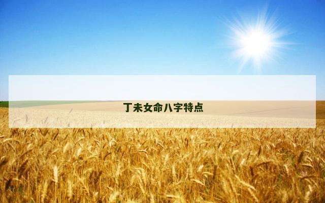 丁未女命八字特点