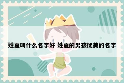 姓夏叫什么名字好 姓夏的男孩优美的名字