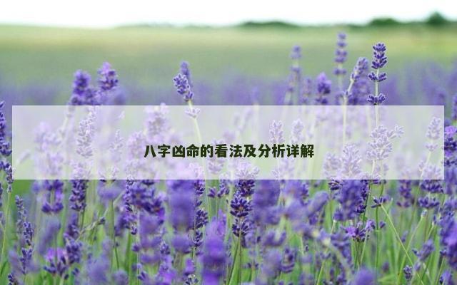 八字凶命的看法及分析详解