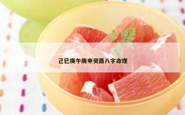 己巳庚午庚申癸酉八字命理