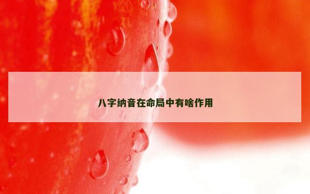 八字纳音在命局中有啥作用