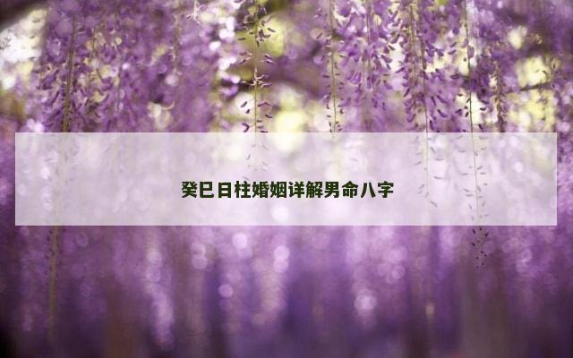 癸巳日柱婚姻详解男命八字