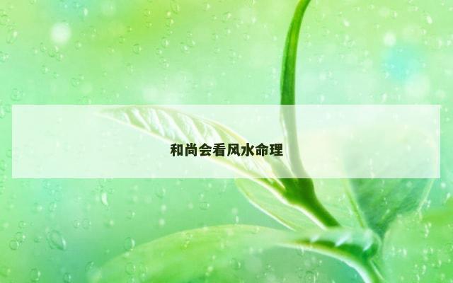和尚会看风水命理