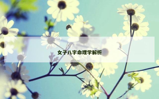 女子八字命理学解析