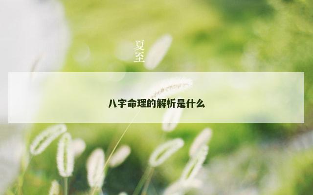 八字命理的解析是什么