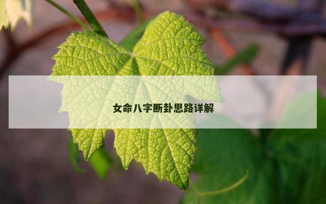 女命八字断卦思路详解