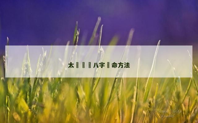 太極陰陽八字論命方法
