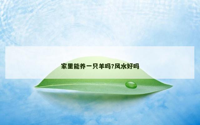 家里能养一只羊吗?风水好吗