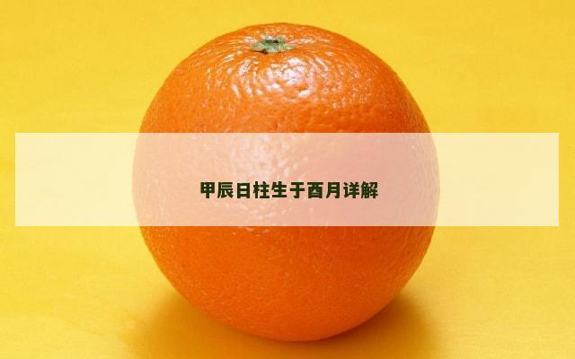 甲辰日柱生于酉月详解