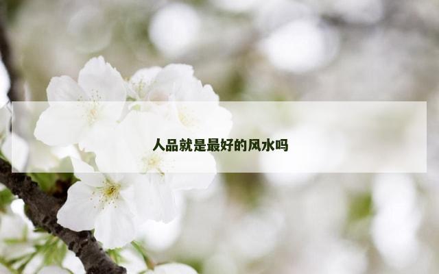 人品就是最好的风水吗