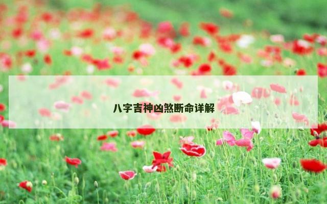 八字吉神凶煞断命详解